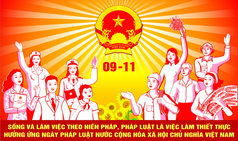Khẩu hiệu và banner tuyên truyền Ngày pháp luật Việt Nam năm 2022