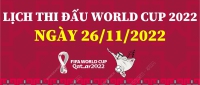 Lịch thi đấu World Cup 2022 ngày 26/11/2022