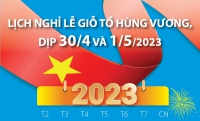 5 ngày nghỉ lễ dịp Giỗ Tổ Hùng Vương và 30/4 - 1/5/2023