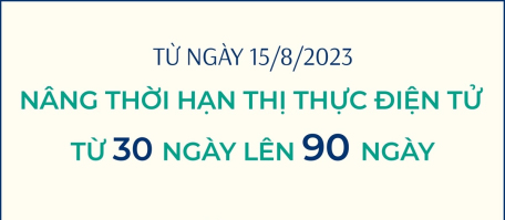 Từ ngày 15/8/2023, nâng thời hạn thị thực điện tử từ 30 ngày lên 90 ngày