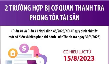 2 trường hợp bị cơ quan thanh tra phong tỏa tài sản từ 15/8/2023