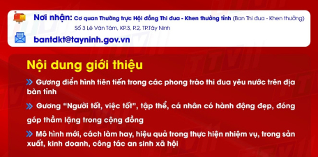 Thông báo số điện thoại đường dây nóng và địa chỉ hộp thư giới thiệu gương điển hình tiên tiến, gương "Người tốt, việc tốt"