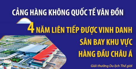 Cảng hàng không quốc tế Vân Đồn 4 năm liên tiếp được vinh danh Sân bay khu vực hàng đầu châu Á