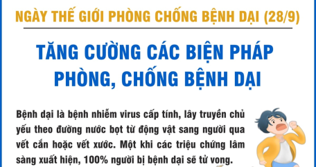 Ngày thế giới phòng chống bệnh dại (28/9): Tăng cường các biện pháp phòng, chống bệnh dại