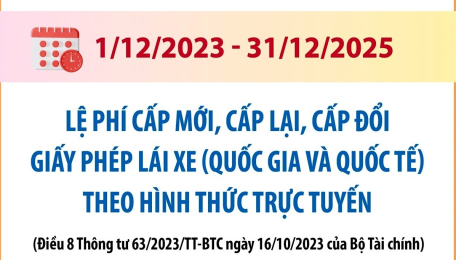 1/12/2023 - 31/12/2025: Lệ phí cấp mới, cấp lại, cấp đổi giấy phép lái xe online là 115.000 đồng