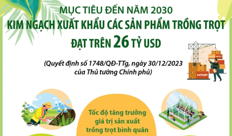 Mục tiêu đến năm 2030, kim ngạch xuất khẩu các sản phẩm trồng trọt đạt trên 26 tỷ USD