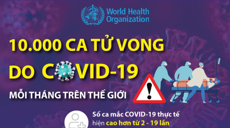 WHO: 10.000 ca tử vong do COVID-19 mỗi tháng trên thế giới