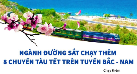 Ngành đường sắt chạy thêm 8 chuyến tàu Tết trên tuyến Bắc - Nam