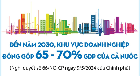 Đến năm 2030, khu vực doanh nghiệp đóng góp 65 - 70% GDP của cả nước