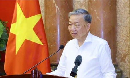 Chủ tịch nước Tô Lâm phát biểu tại cuộc gặp thân mật với đoàn đại biểu về dự Hội nghị cán bộ toàn quốc Hội cựu Thanh niên xung phong Việt Nam. Ảnh: Nhan Sáng-TTXVN