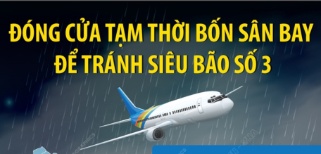 Ngày 7/9/2024: Đóng cửa tạm thời 4 sân bay để tránh siêu bão số 3