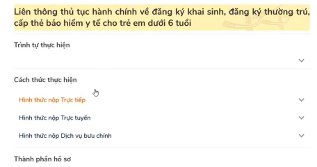 Hướng dẫn công dân thực hiện TTHC liên thông về đăng ký khai sinh, đăng ký thường trú, cấp thể BHYT cho trẻ dưới 6 tuổi