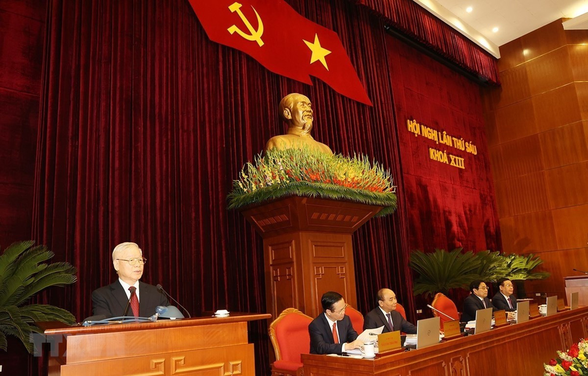 Tổng Bí thư Nguyễn Phú Trọng phát biểu khai mạc Hội nghị Trung ương 6. Ảnh: TTXVN