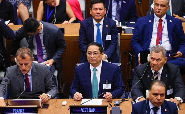 Ủy viên Bộ Chính trị, Thủ tướng Chính phủ Phạm Minh Chính phát biểu tại Hội nghị thượng đỉnh Tham vọng khí hậu của Liên hợp quốc. (Ảnh: TTXVN)