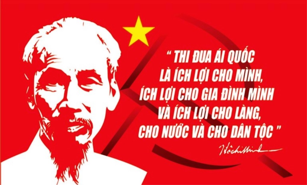 Một tác phẩm tranh cổ động đề tài "Thi đua là yêu nước". (Ảnh: Cục Văn hóa cơ sở)