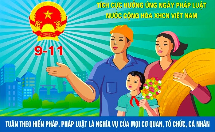 Khẩu hiệu hưởng ứng Ngày Pháp luật Việt Nam và truyền thông ý kiến chỉ đạo của Lãnh đạo Đảng, Nhà nước về đổi mới tư duy xây dựng, thi hành pháp luật